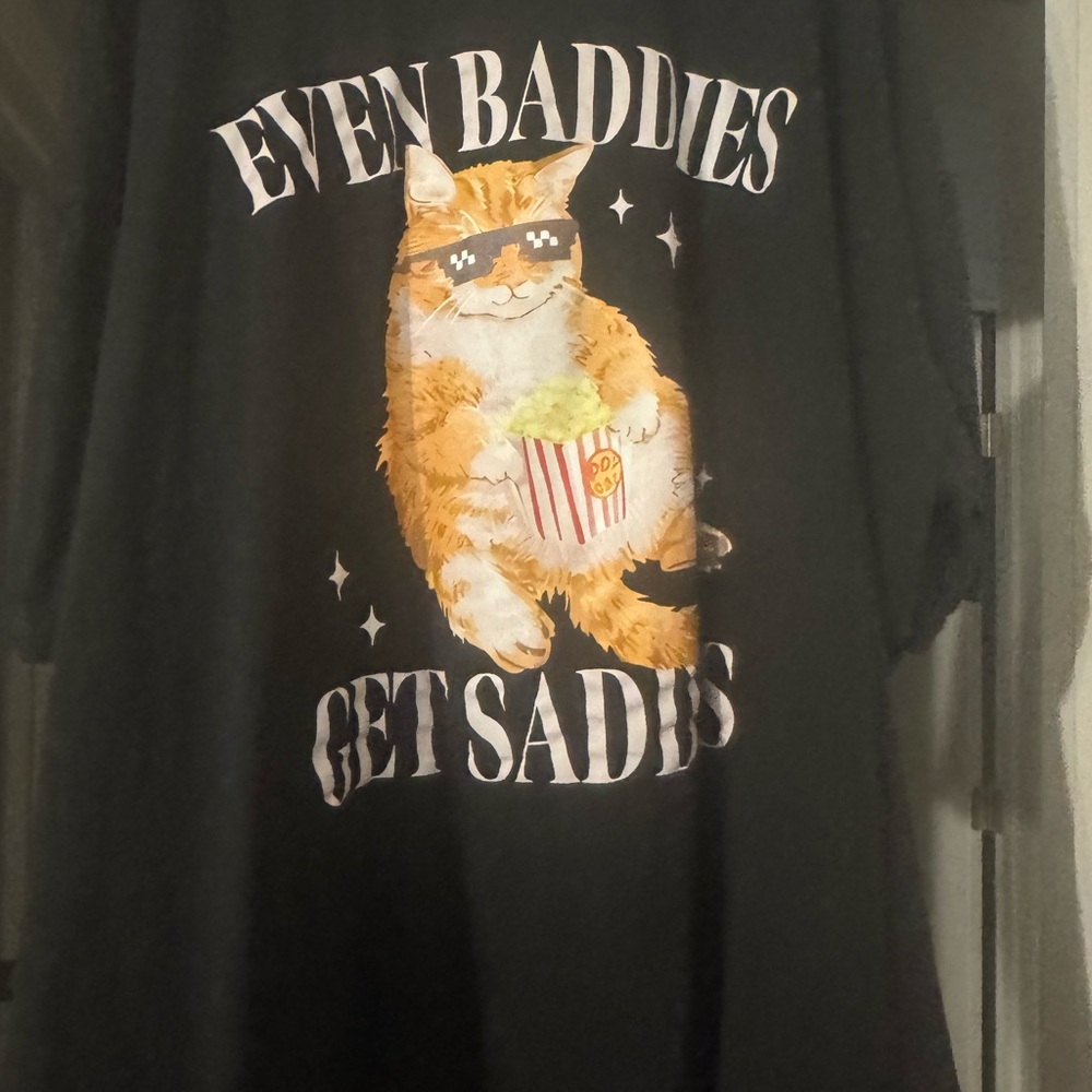 Even baddies get saddies shirt. Orange cat shirt